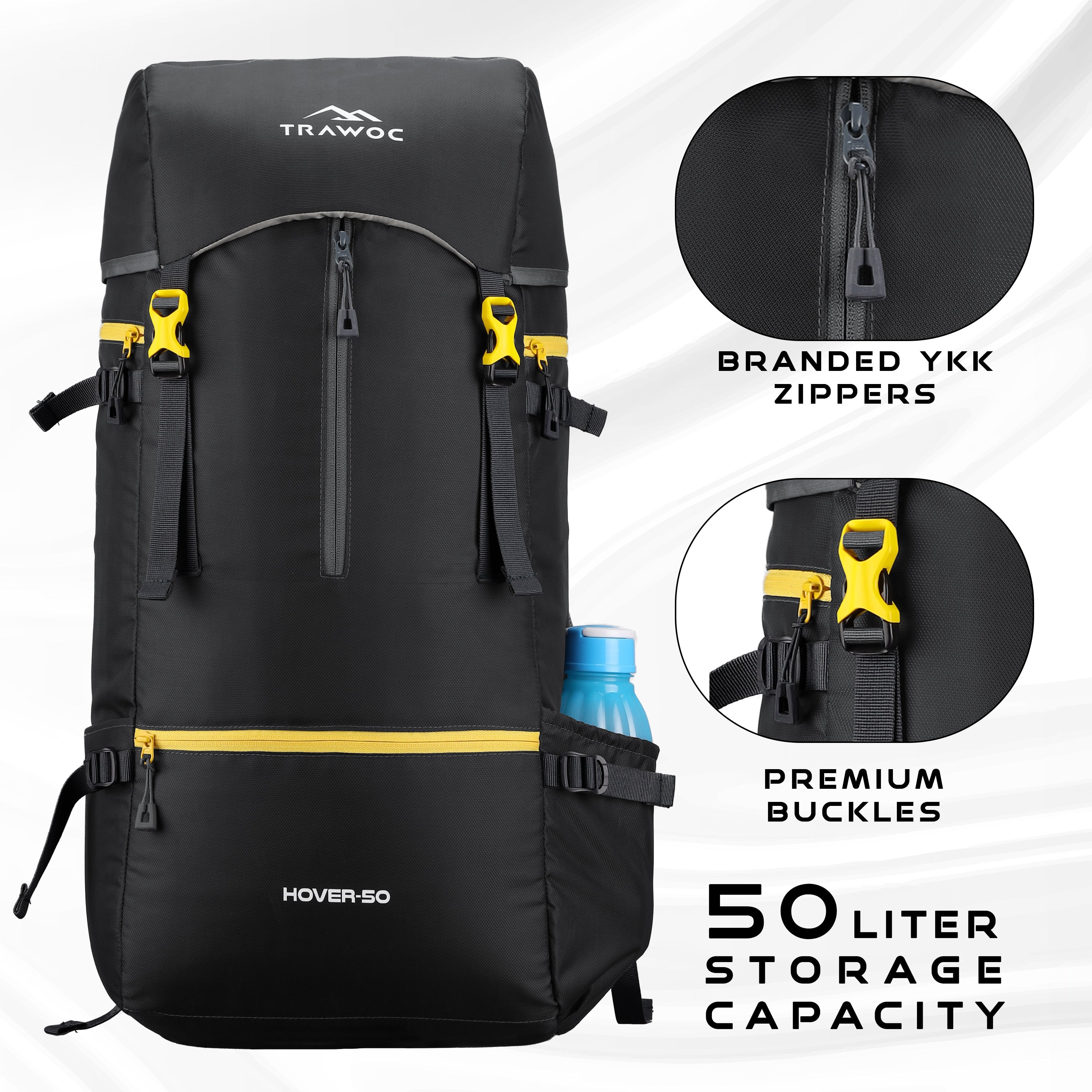 Hover 50L Backpack for Men & Women, Light weight with Multi- – TRAWOC