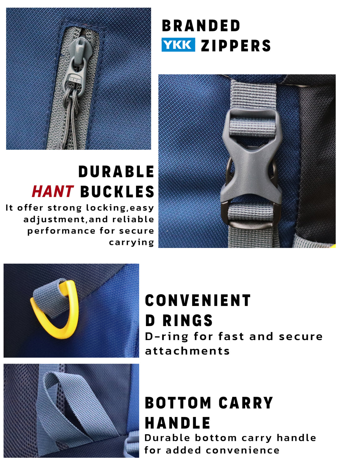 Flyspeck 65 L Travel Backpack with Lightweight Build & with Multi-Pocket Design - Navy Blue