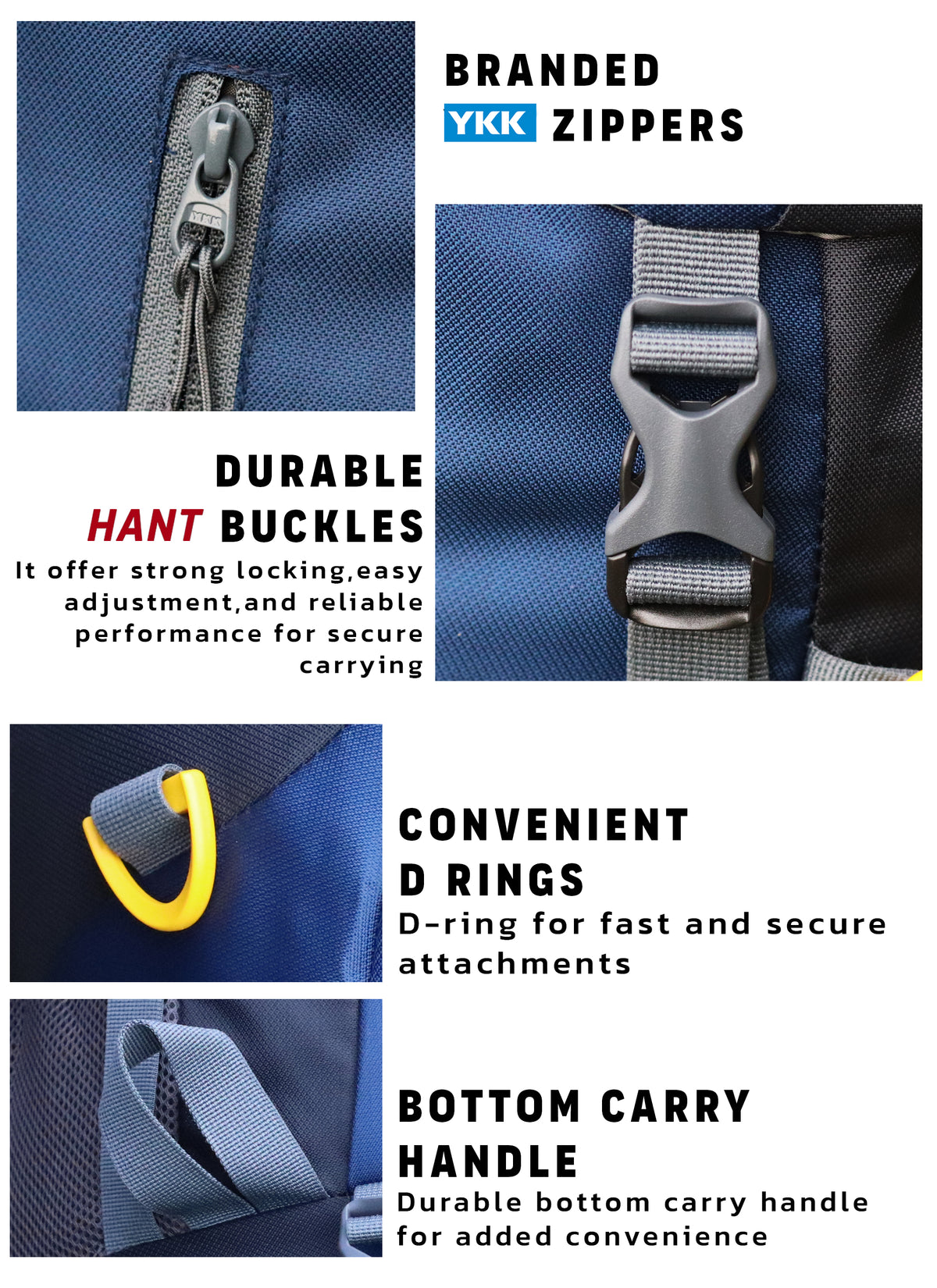 Flyspeck 65 L Travel Backpack with Lightweight Build & with Multi-Pocket Design - Navy Blue