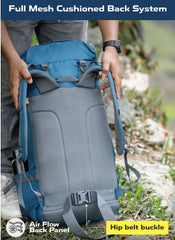Hover 50L Backpack for Men & Women, Light weight with Multi-Pocket & Rain Cover - Englishblue