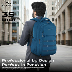 TPB05 - 35L  Office & Travel Bag with 16-Inch Padded Laptop Compartment, USB Charging Port - Englishblue