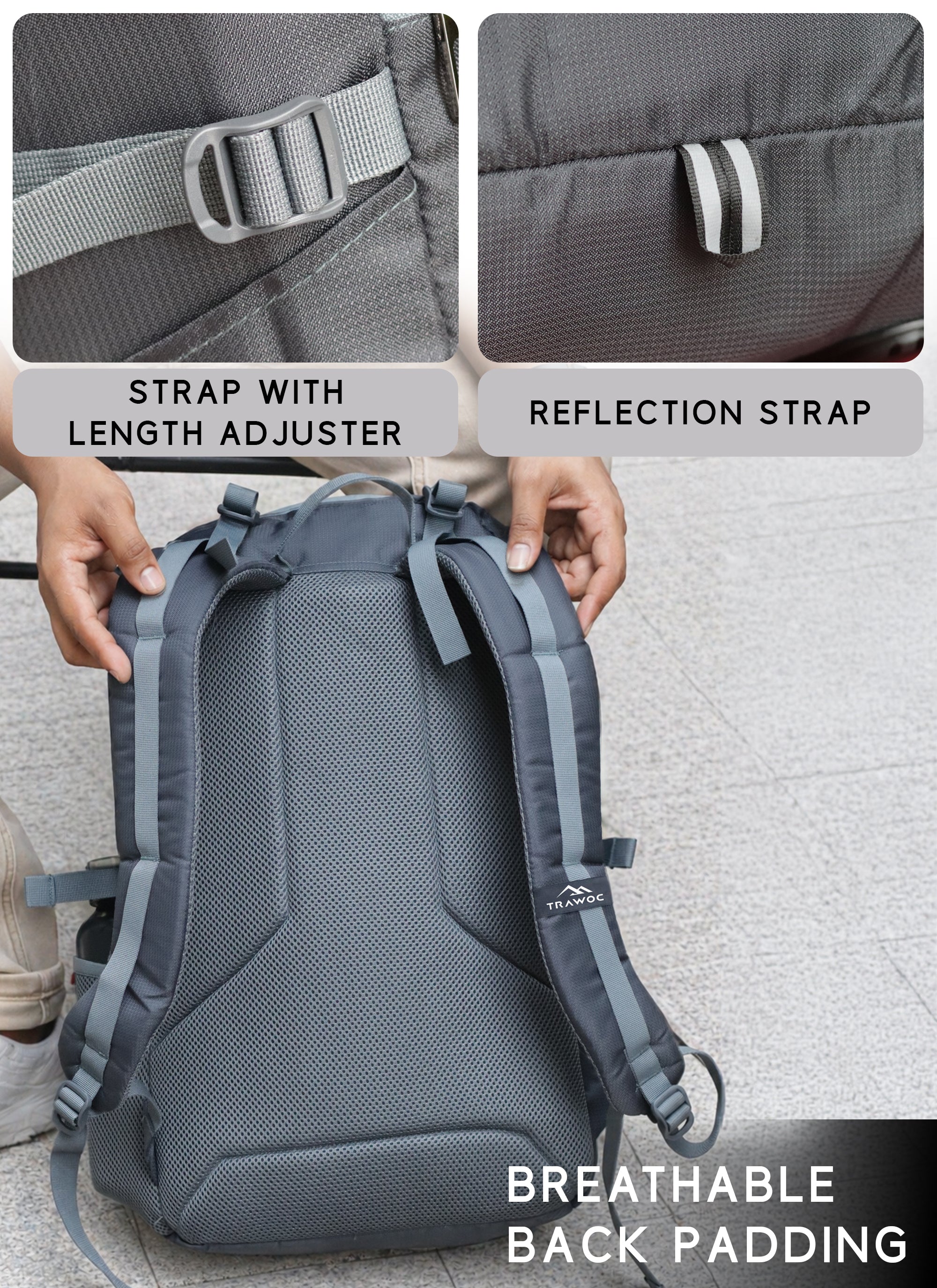 HAVOK 30L Unisex Laptop Backpack Ideal Travelling Casual use - Grey