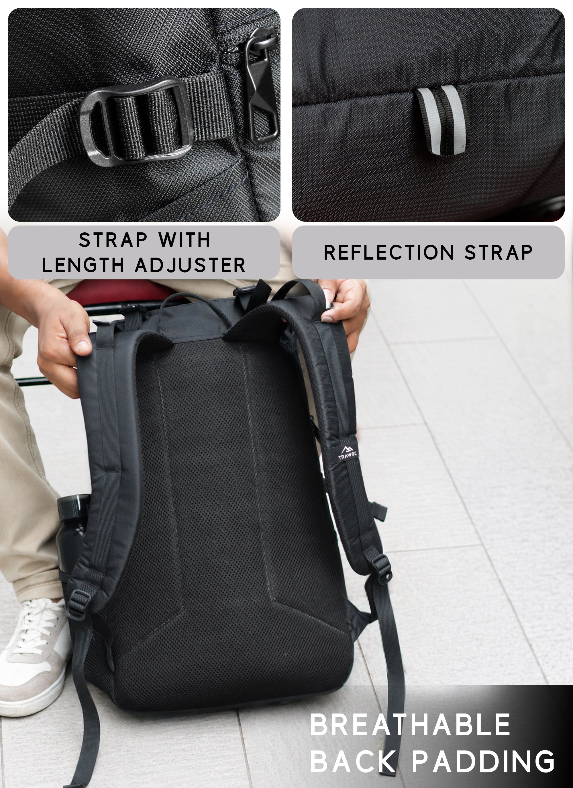 HAVOK 30L Unisex Laptop Backpack Ideal Travelling Casual use - Black