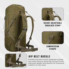 Glide 50 L Backpack featuring  Water-Resistant Fabric & Lightweight Build – Olivegreen