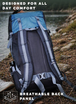 Glide 50 L Backpack featuring Water-Resistant Fabric & Lightweight with Rain cover - English Blue
