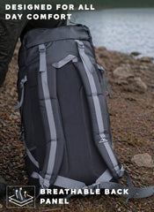 Glide 50 L Backpack featuring  Water-Resistant Fabric & Lightweight with Rain cover– Grey