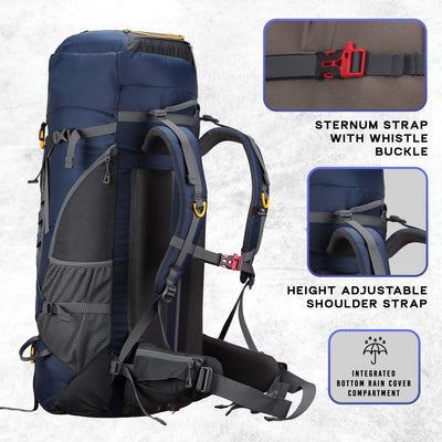 Cliffhiker 65 L Rucksack featuring with Durable Zippers & Laptop Compartment - Black