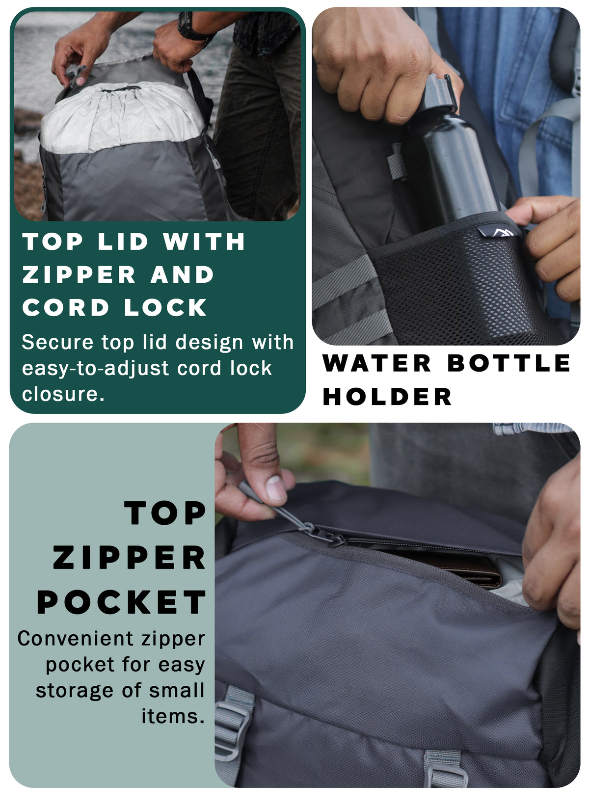 Glide 50 L Backpack featuring  Water-Resistant Fabric & Lightweight with Rain cover– Grey