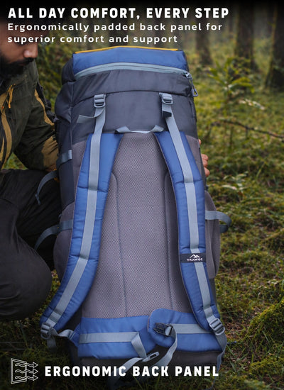 Flyspeck 65 L Travel Backpack with Lightweight Build & with Multi-Pocket Design - Navy Blue