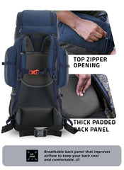 EXPEDITION 80L Rucksack with shoe compartment & Rain Cover - Navyblue (Refurbished)