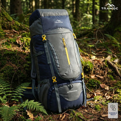 Airwave 60L Travel Backpack with Laptop Compartment & Ergonomic Shoulder Straps - Grey