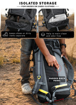 DYNAMITE 65L Travel Backpack with Rain Cover & Shoe Compartment - Grey