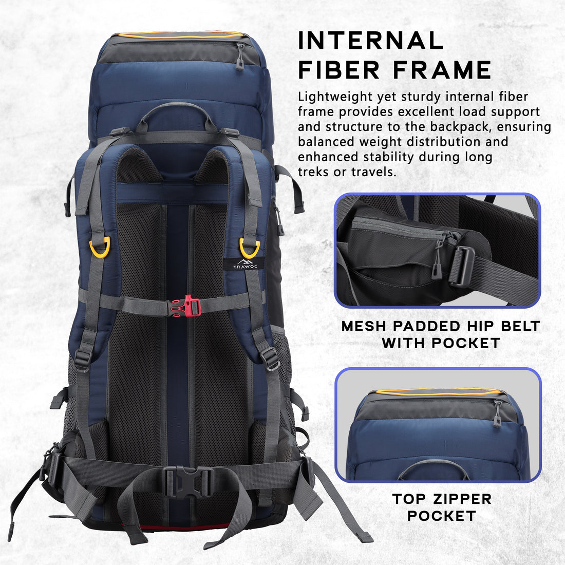 Cliffhiker 65 L Rucksack featuring with Durable Zippers & Laptop Compartment - Black