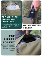 Glide 50 L Backpack featuring  Water-Resistant Fabric & Lightweight Build – Olivegreen(clearance sale)