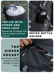 Glide 50 L Backpack featuring  Water-Resistant Fabric & Lightweight Build – Black(clearance sale)