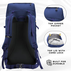 Hover 50L Backpack for Men & Women with Multi-Pocket Design & with Lightweight Build-Navyblue