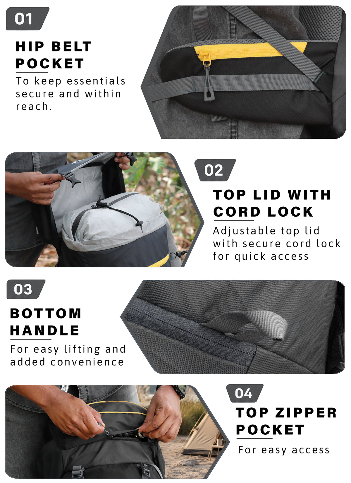 DYNAMITE 65L Travel Backpack with Rain Cover & Shoe Compartment - Grey