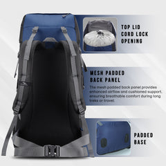 Glide 50 L Backpack featuring  Water-Resistant Fabric & Lightweight Build – NavyBlue