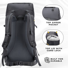 Hover 50L Backpack for Men & Women with Multi-Pocket Design & with Lightweight Build-Grey