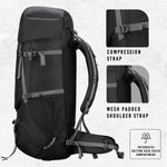 Sparco 65L Travel Backpack featuring with Laptop Compartment & Shoe Compartment - Black