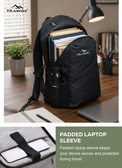 VIPER 30L Bag for Men and Women, Laptop Backpack with water resistant fabric - Black