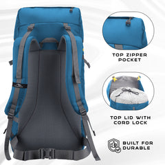 Hover 50L Backpack for Men & Women with Multi-Pocket Design & with Lightweight Build - Englishblue