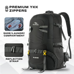 BLAZE 55 L Travel Backpack Daypack  for Camping Hiking Trekking -Black(clearance sale)