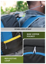 INVICTUS 60L Travel Backpack Hiking Bag for Men & Women with Rain Cover - English Blue