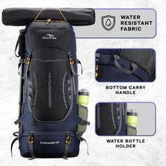 Cliffhiker 65 L Rucksack featuring with Durable Zippers & Laptop Compartment – Black