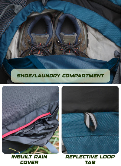 Sparco 65L Travel Backpack featuring with Laptop Compartment & Shoe Compartment – Englishblue (Refurbished)