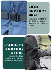 Glide 50 L Backpack featuring  Water-Resistant Fabric & Lightweight with Rain cover– Grey