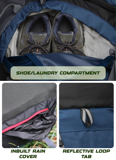 Sparco 65L Travel Backpack featuring with Laptop Compartment & Shoe Compartment – Navyblue (Refurbished)