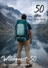 WILDQUEST 50L Travel Backpack  with Laptop Compartment, Rain Cover, Shoe Compartment-Shamrock