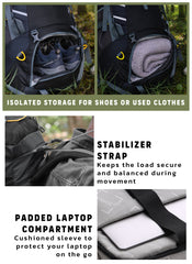 Flyspeck 65 L Travel Backpack with Lightweight Build & with Multi-Pocket Design – Black