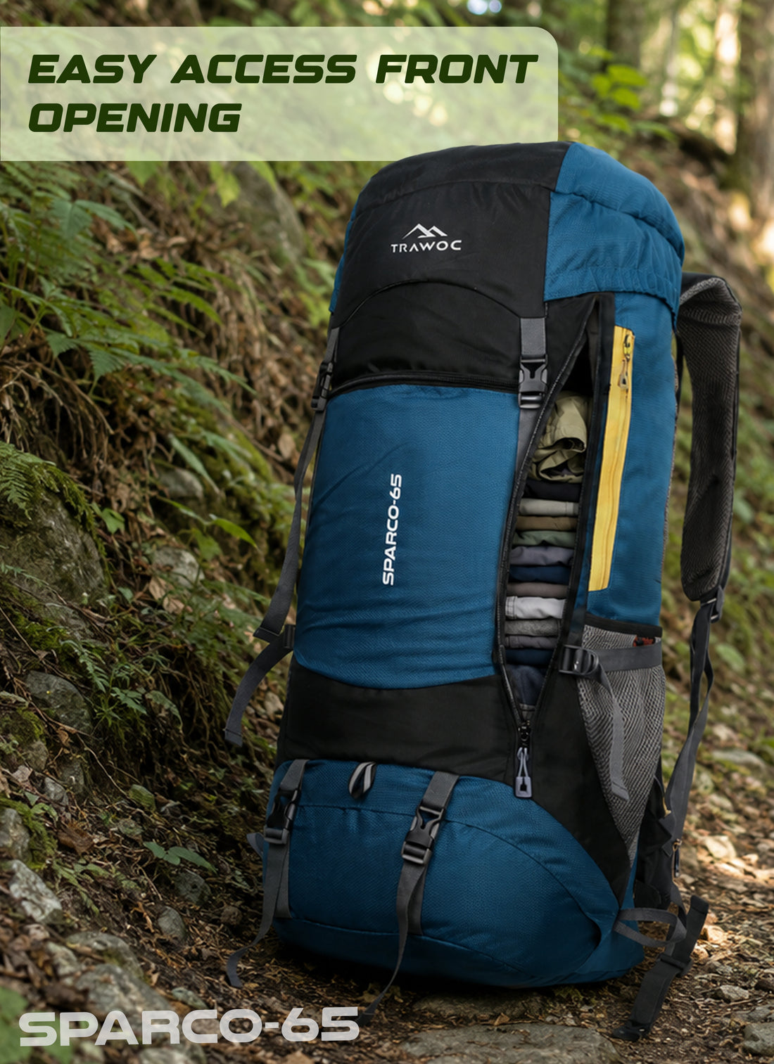 Sparco 65L Travel Backpack featuring with Laptop Compartment & Shoe Compartment – Englishblue (Refurbished)