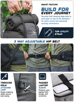 Skyranger 70 L Rucksack for Hiking & Travel with Ergonomic Shoulder Straps & Internal metal frame - Grey