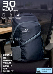 VIPER 30L Bag for Men and Women, Laptop Backpack with water resistant fabric - Grey
