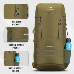Glide 50 L Backpack featuring  Water-Resistant Fabric & Lightweight Build – Olivegreen