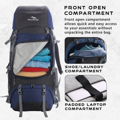 Sparco 65L Travel Backpack featuring with Laptop Compartment & Shoe Compartment – Navyblue