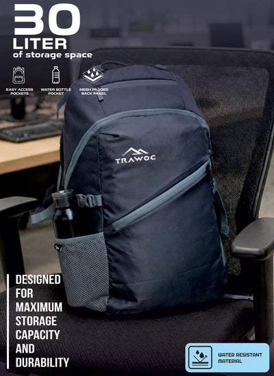 VIPER 30L Bag for Men and Women, Laptop Backpack with water resistant fabric-grey