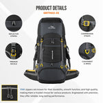 GRITMAX 55 L Front & Top Open Backpack for Hiking Trekking Bag for Men & Women with Rain Cover - Grey