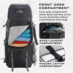 Sparco 65L Travel Backpack featuring with Laptop Compartment & Shoe Compartment - Black