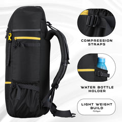 Hover 50L Backpack for Men & Women with Multi-Pocket Design & with Lightweight Build - Black