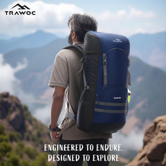 Glide 50 L Backpack featuring  Water-Resistant Fabric & Lightweight with Rain cover – NavyBlue