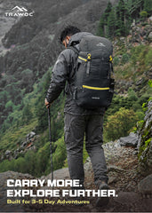 Hover 50L Backpack for Men & Women, Light weight with Multi-Pocket & Rain Cover - Grey