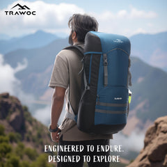 Glide 50 L Backpack featuring  Water-Resistant Fabric & Lightweight with Rain cover – EnglishBlue