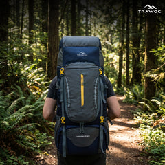 Airwave 60L Travel Backpack with Laptop Compartment & Ergonomic Shoulder Straps - Grey