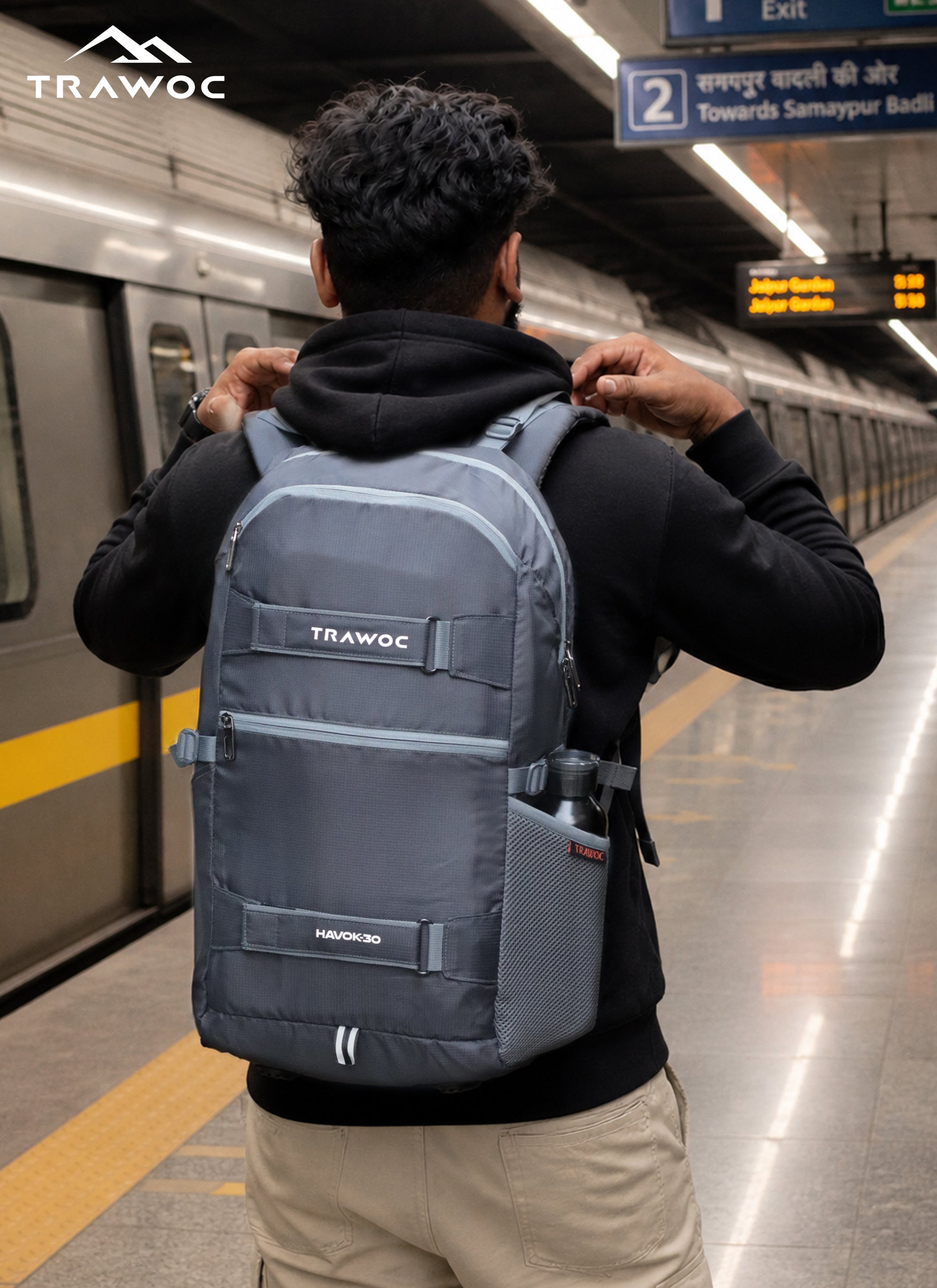 HAVOK 30L Unisex Laptop Backpack Ideal Travelling Casual use - Grey