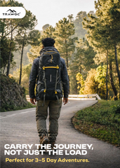 TREKELITE 60L Backpack Hiking Trekking Rucksack with Water Proof Rain Cover - Black