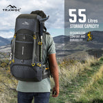 GRITMAX 55 L Front & Top Open Backpack for Hiking Trekking Bag for Men & Women with Rain Cover - Grey